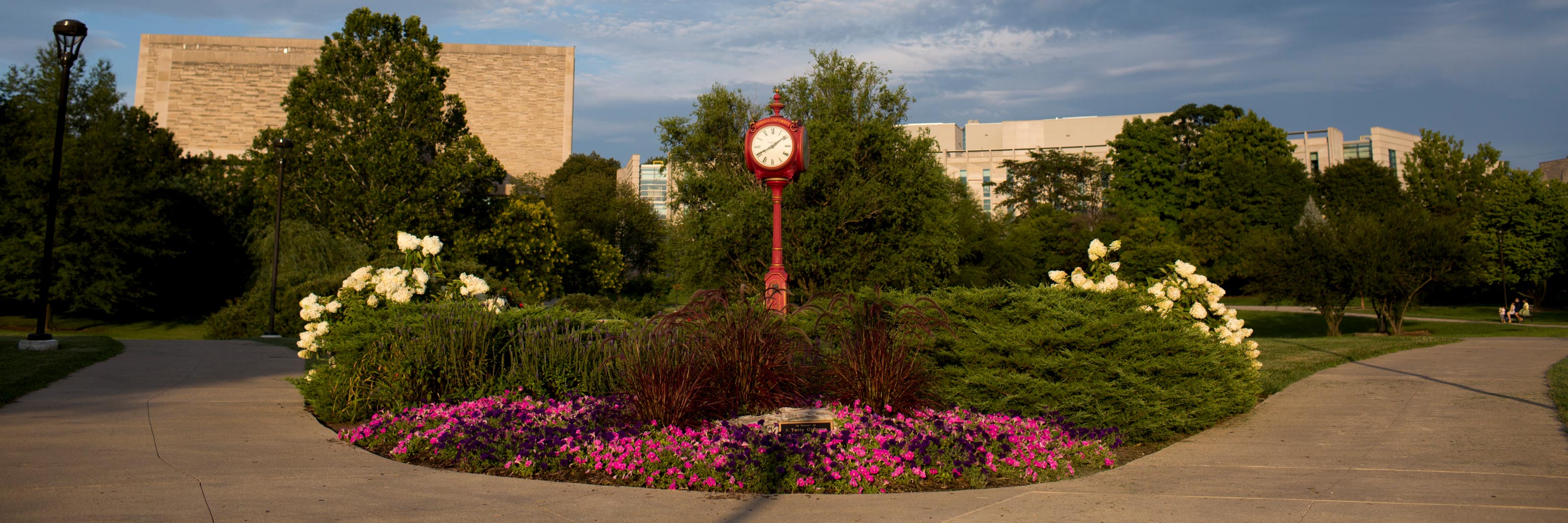 red clock on campus